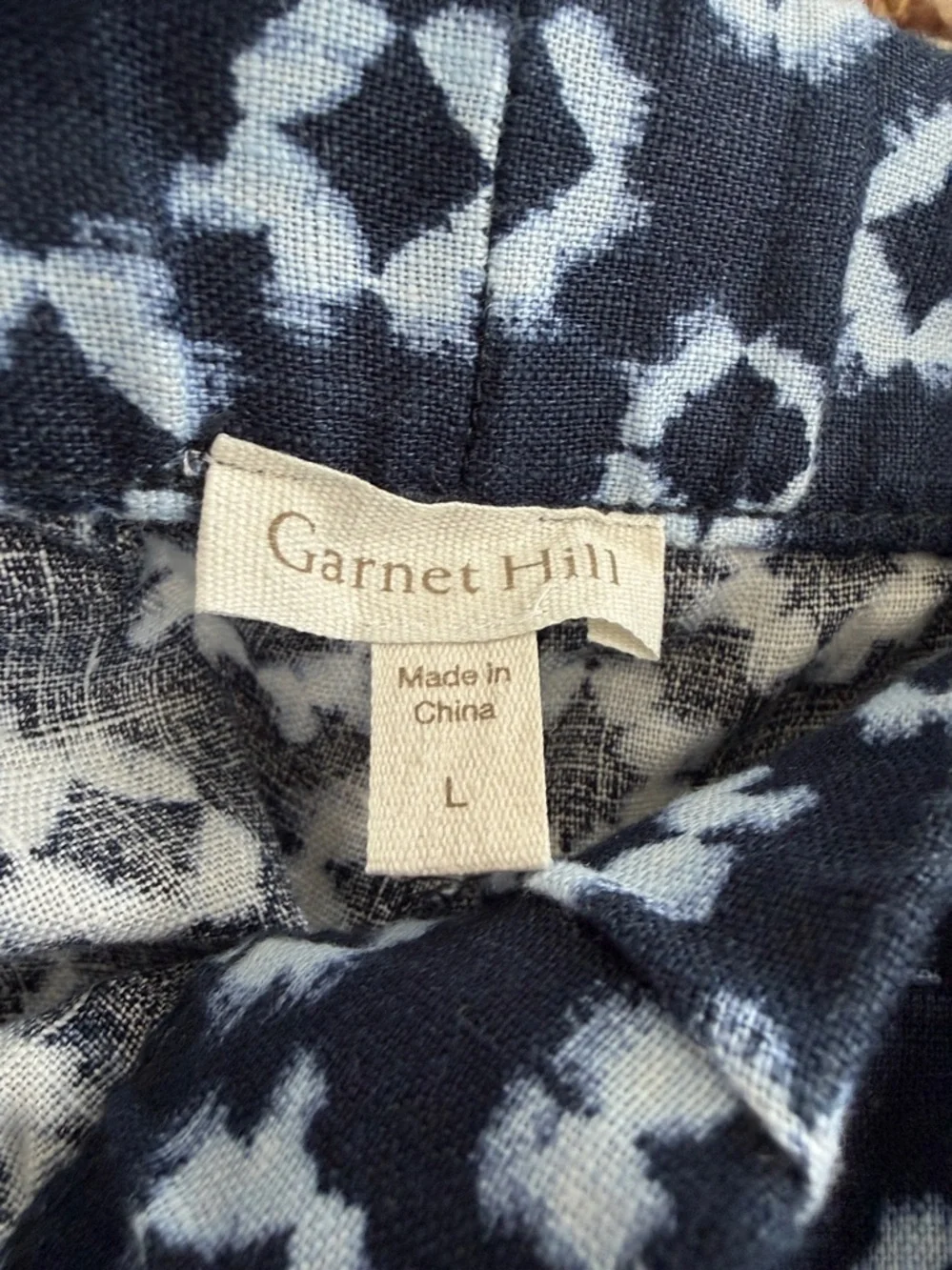 Garnet Hill Linen Floral Ikat Print Wide Leg Crop - Picture 8 of 12